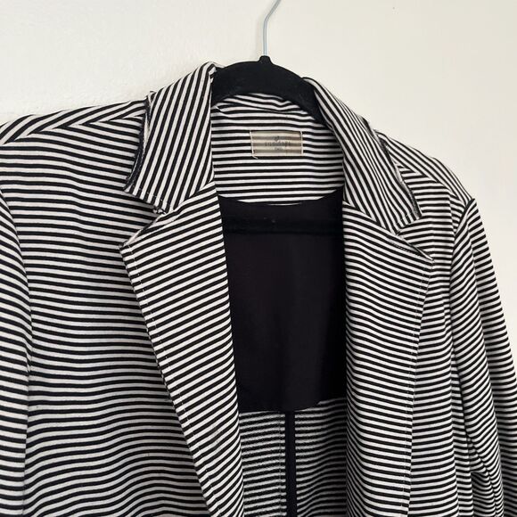 SUNDAYS Anthropologie Striped Open Jersey Blazer Cardigan, Black/White- Size 2 - Picture 6 of 11